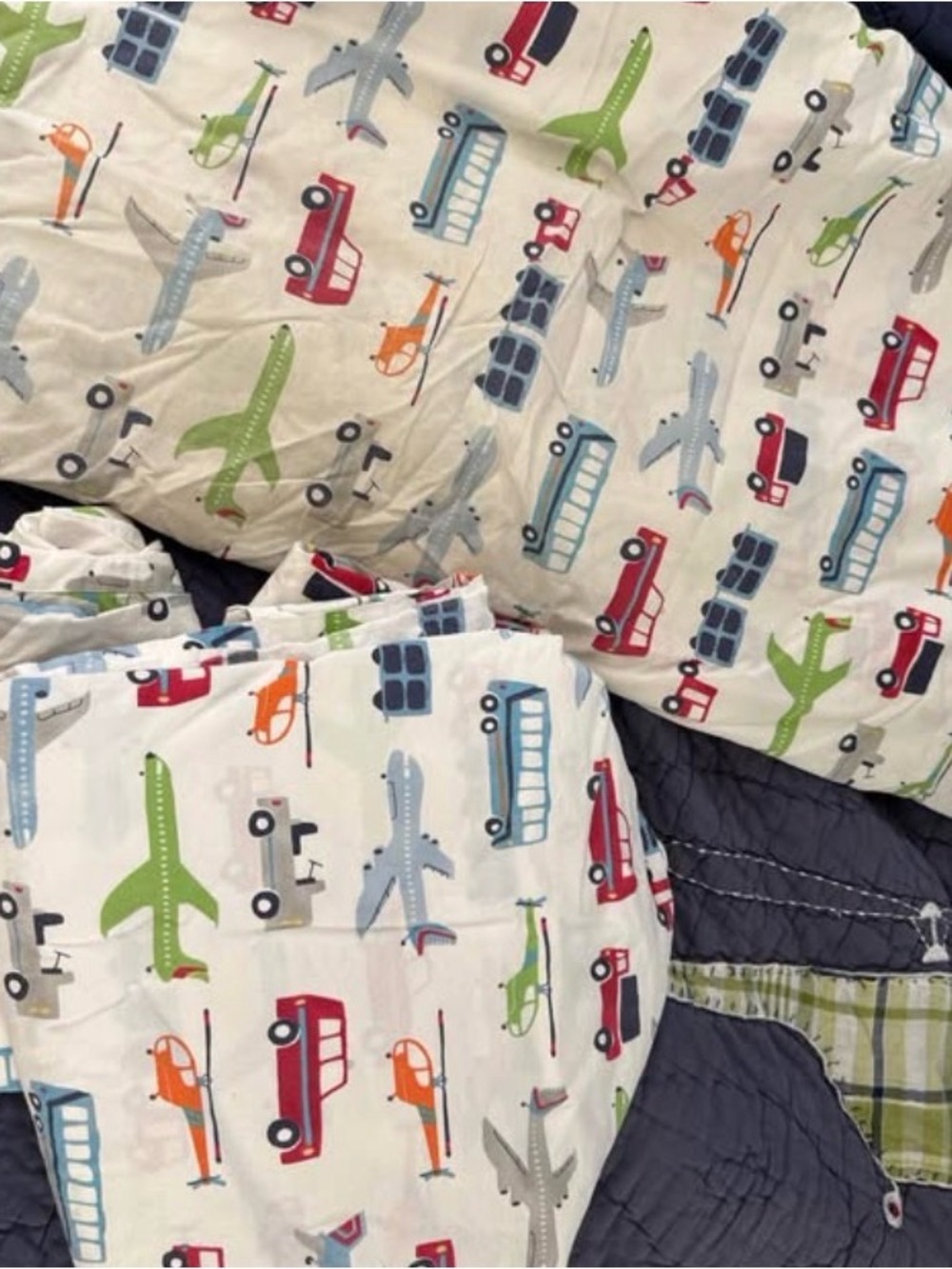 Pottery Barn Kids Transportation Quilt and sheet set